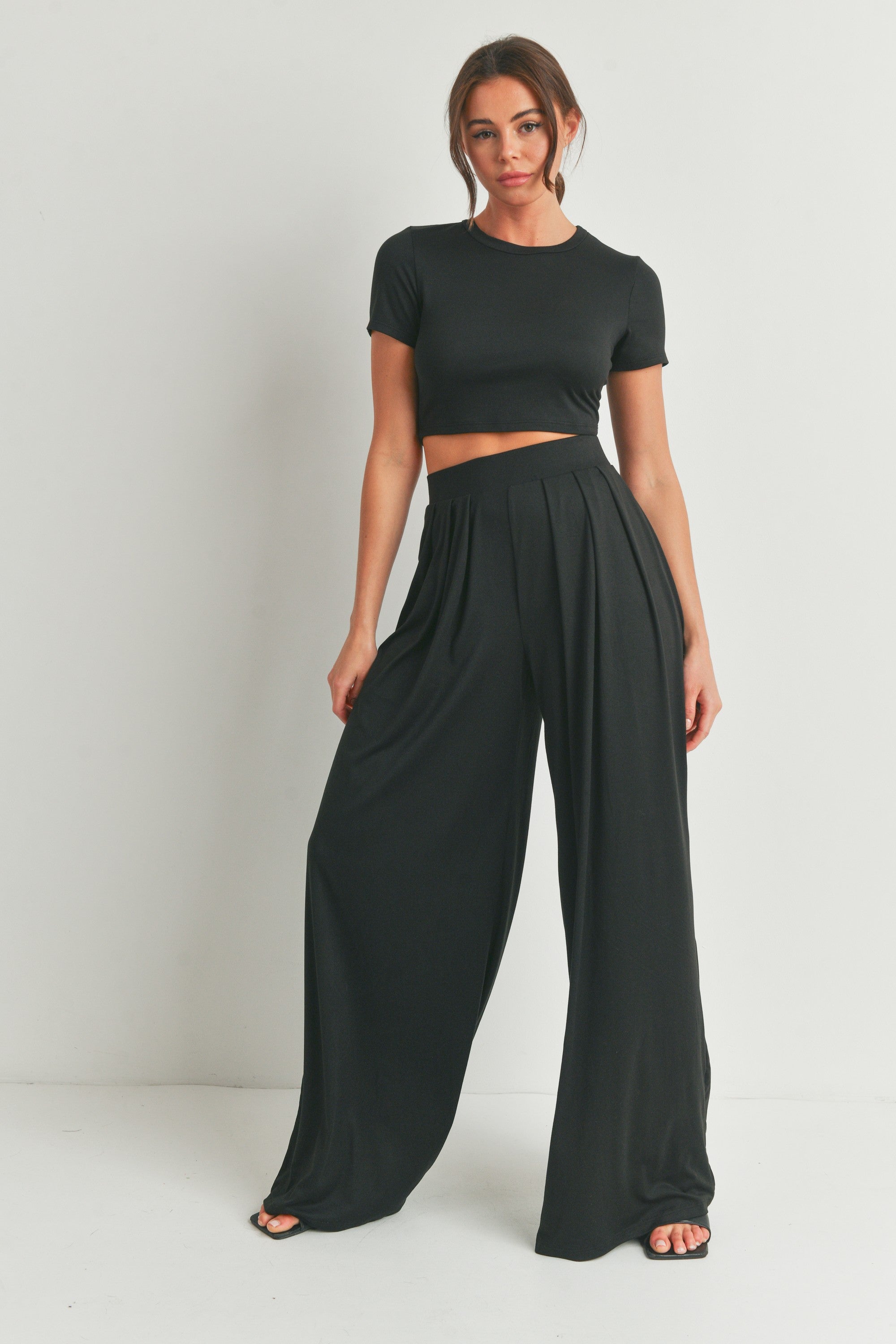 Crop top Tee and palazzo pant set